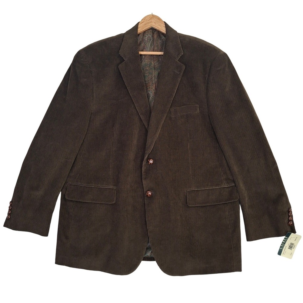 Lauren Ralph Lauren Corduroy Blazer Mens 46R Brown Sport Coat Wood Buttons NWT